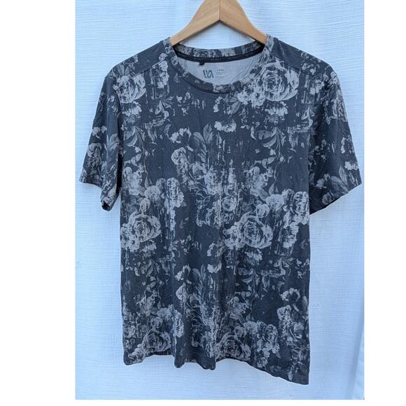 VRST Mens Monochrome Floral Print Essential T Shirt Tee Grey Sz Large - Picture 3 of 5